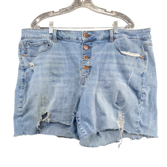 Maurices Womens Cut Off High Rise Jean Shorts Blue Size 22W Denim Button Fly - Picture 1 of 12
